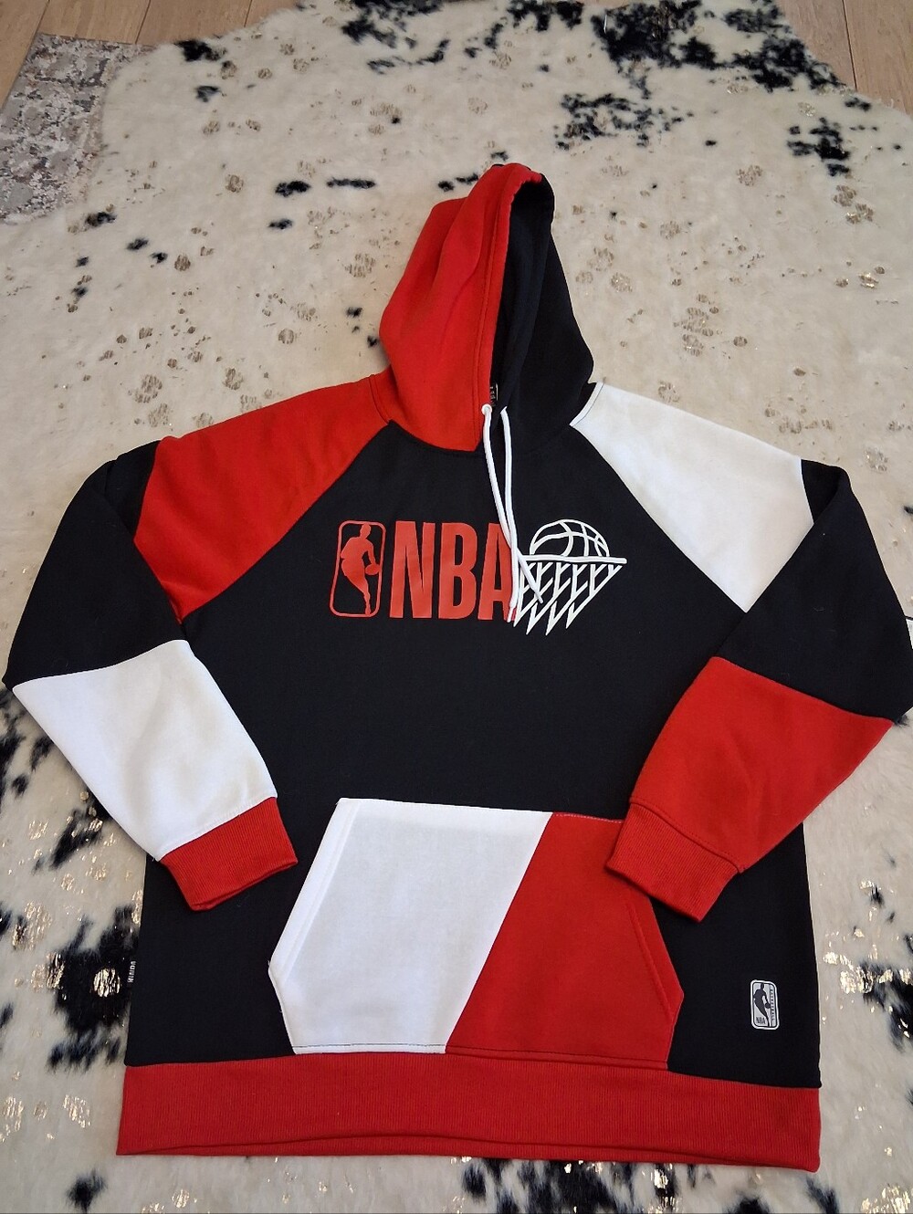 NBA Colorblock Hooded Sweatshirt - Black/Red/White